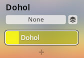 Dohol instrument selected in music software, showing one button labeled None and another highlighted button labeled Dohol.