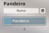 Graphic user interface elements for selecting a Pandeiro percussion instrument sound within Synchron World Percussion software.