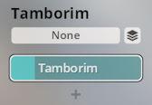 User interface showing Tamborim selected for Synchron World Percussion instrument.