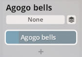 Agogo bells selected in a music software interface, likely for Synchron World Percussion.