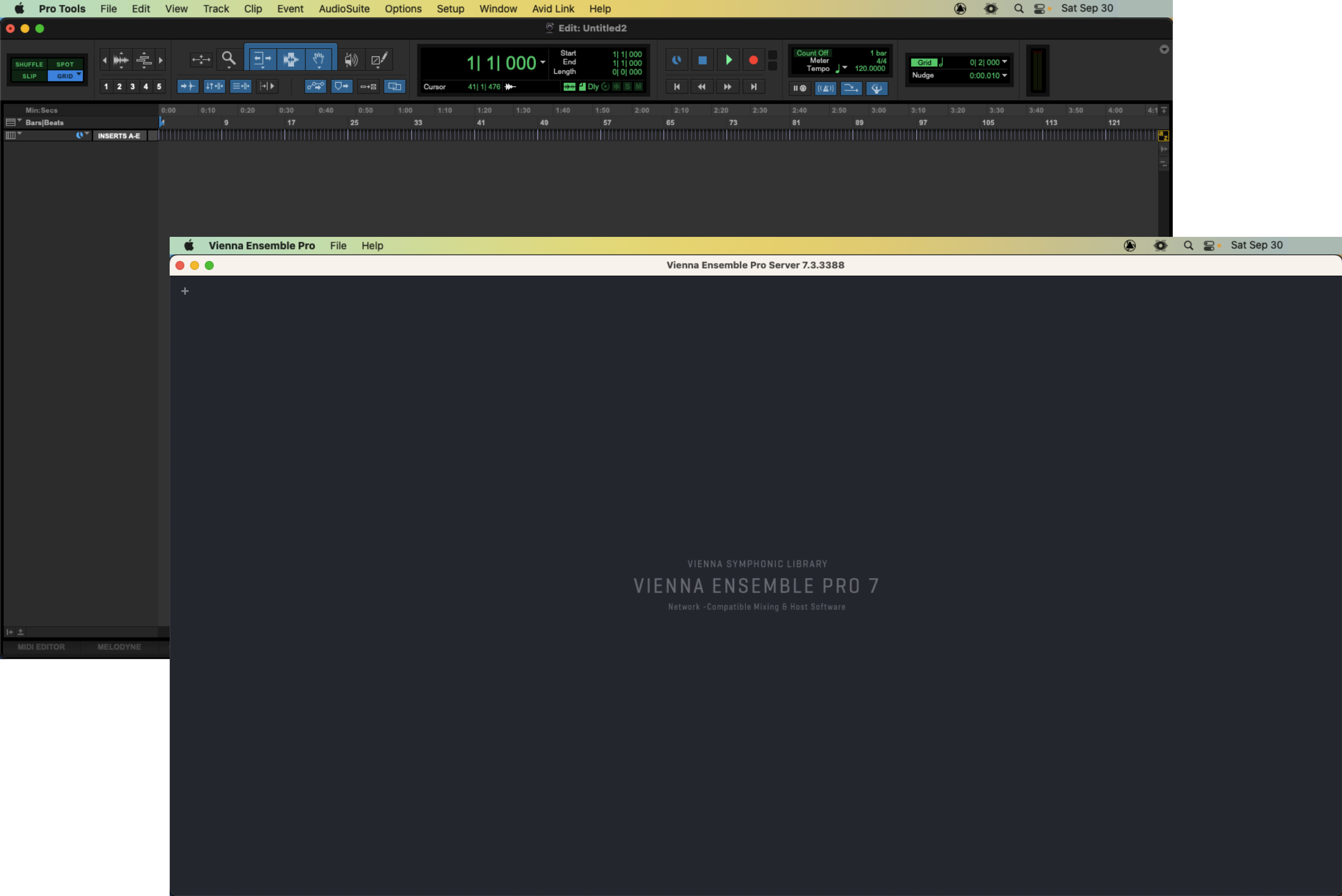 Screenshot showing Vienna Ensemble Pro 7 server connected to a Digital Audio Workstation for routing VEPro to DAWs, specifically Pro Tools.