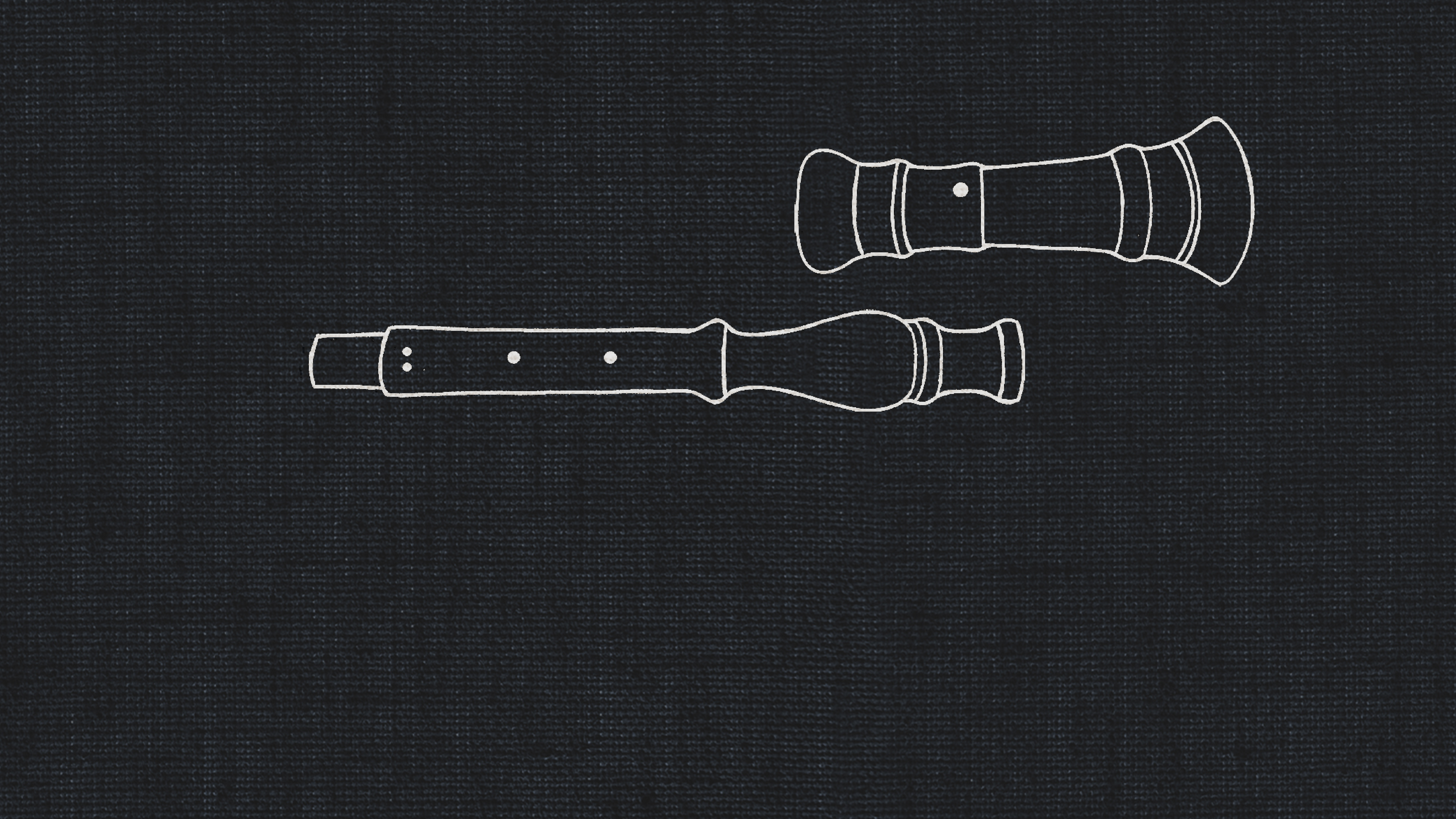 Baroque oboe musical instrument parts illustration for dry recording studio sound library.