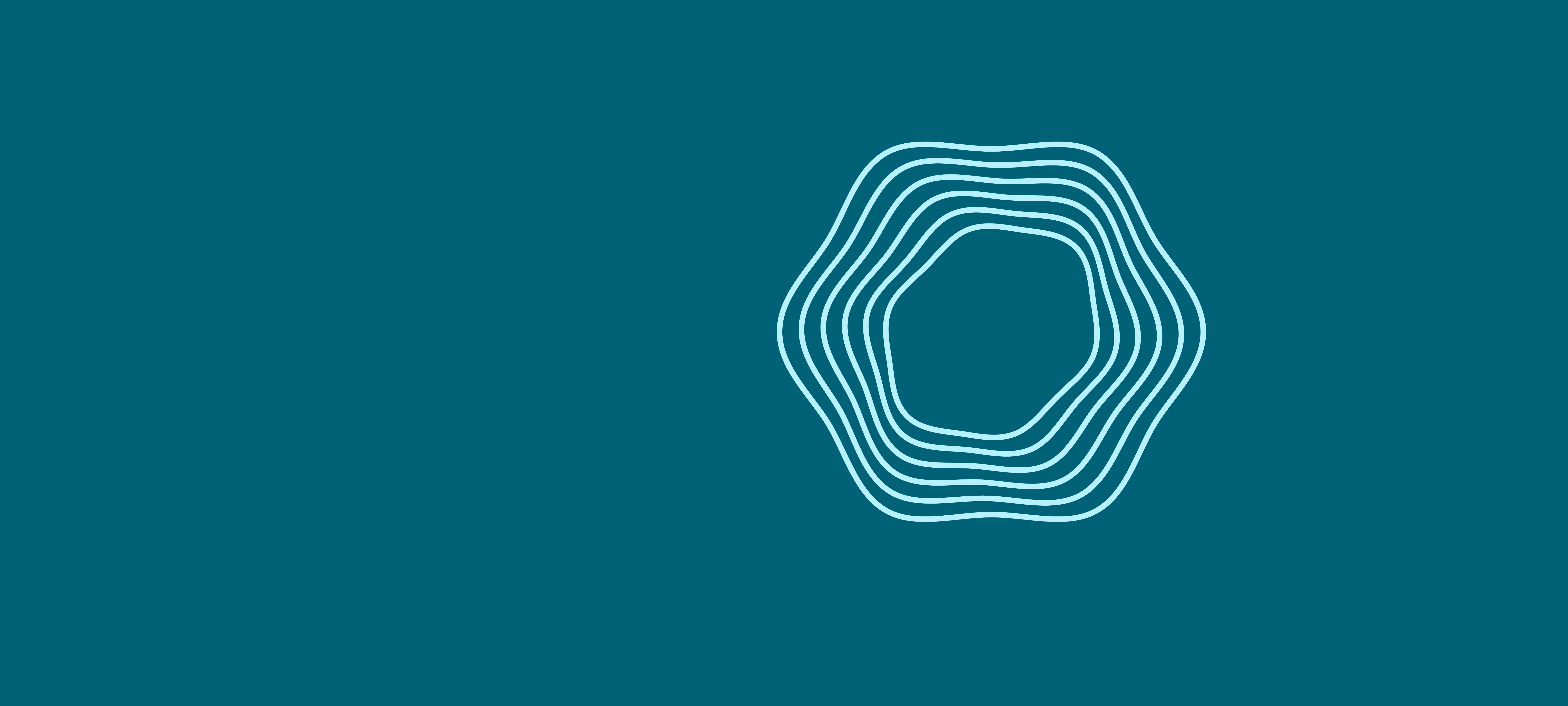 Abstract pattern of light blue wavy lines forming an irregular hexagon on a teal background, representing audio waves or musical sound.