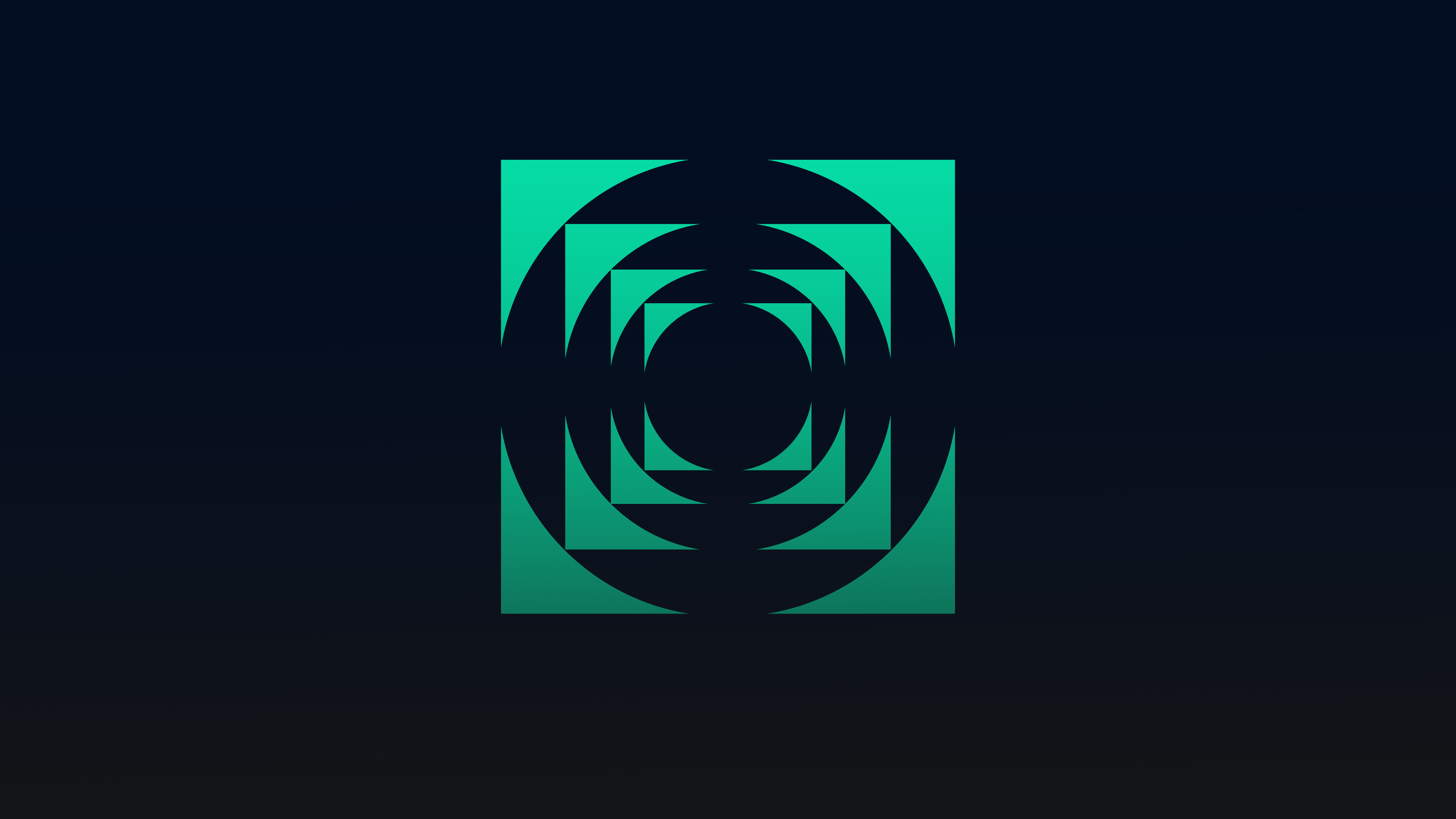 Abstract green geometric pattern, possibly representing sound waves or an equalizer, on a dark blue background.
