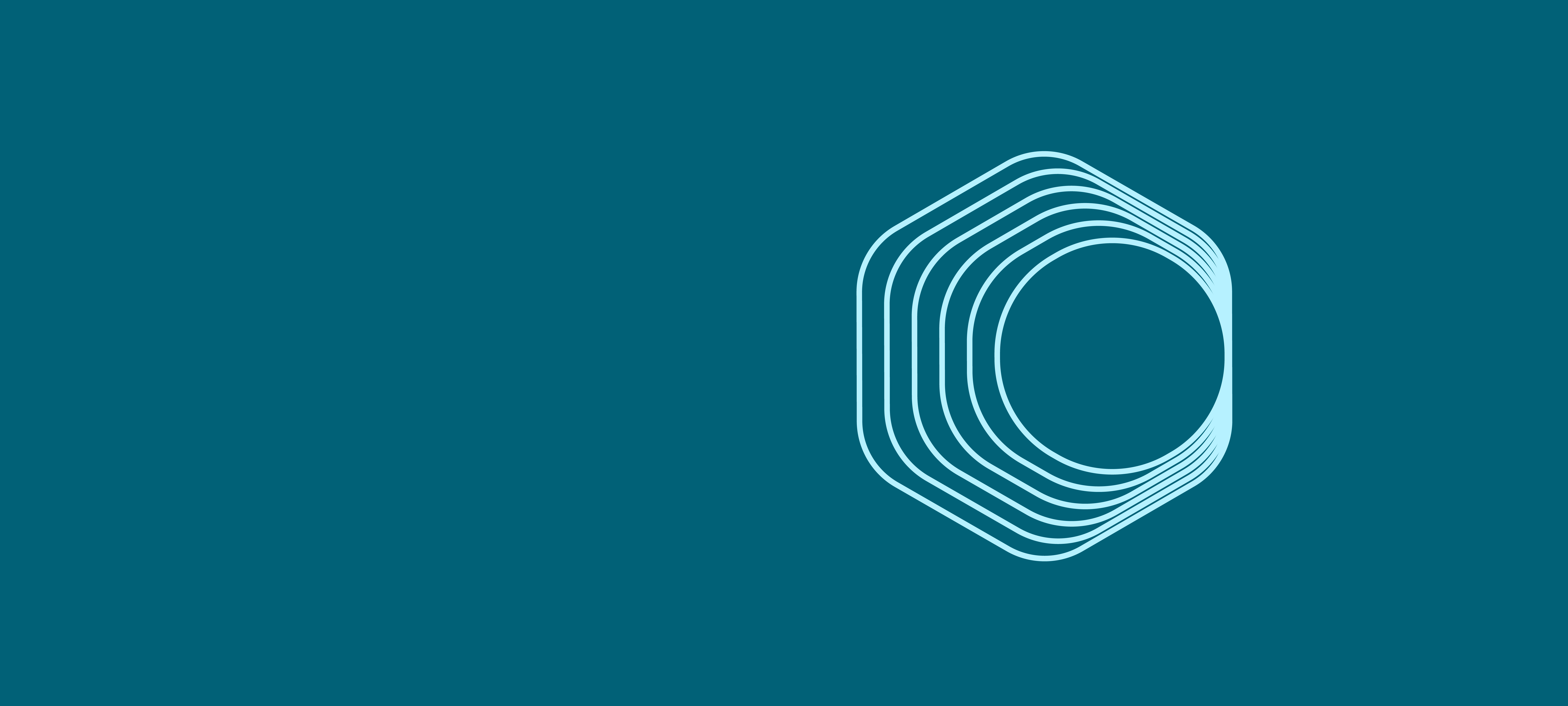 Abstract image of expanding concentric light blue hexagonal and circular outlines on a dark teal background, symbolizing sound waves or audio packaging for the Essential Orchestra music product.