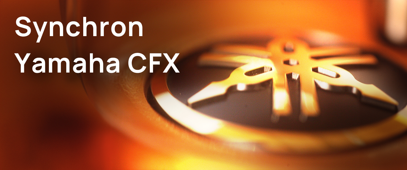 Synchron Yamaha CFX logo on a dark background with gold accents