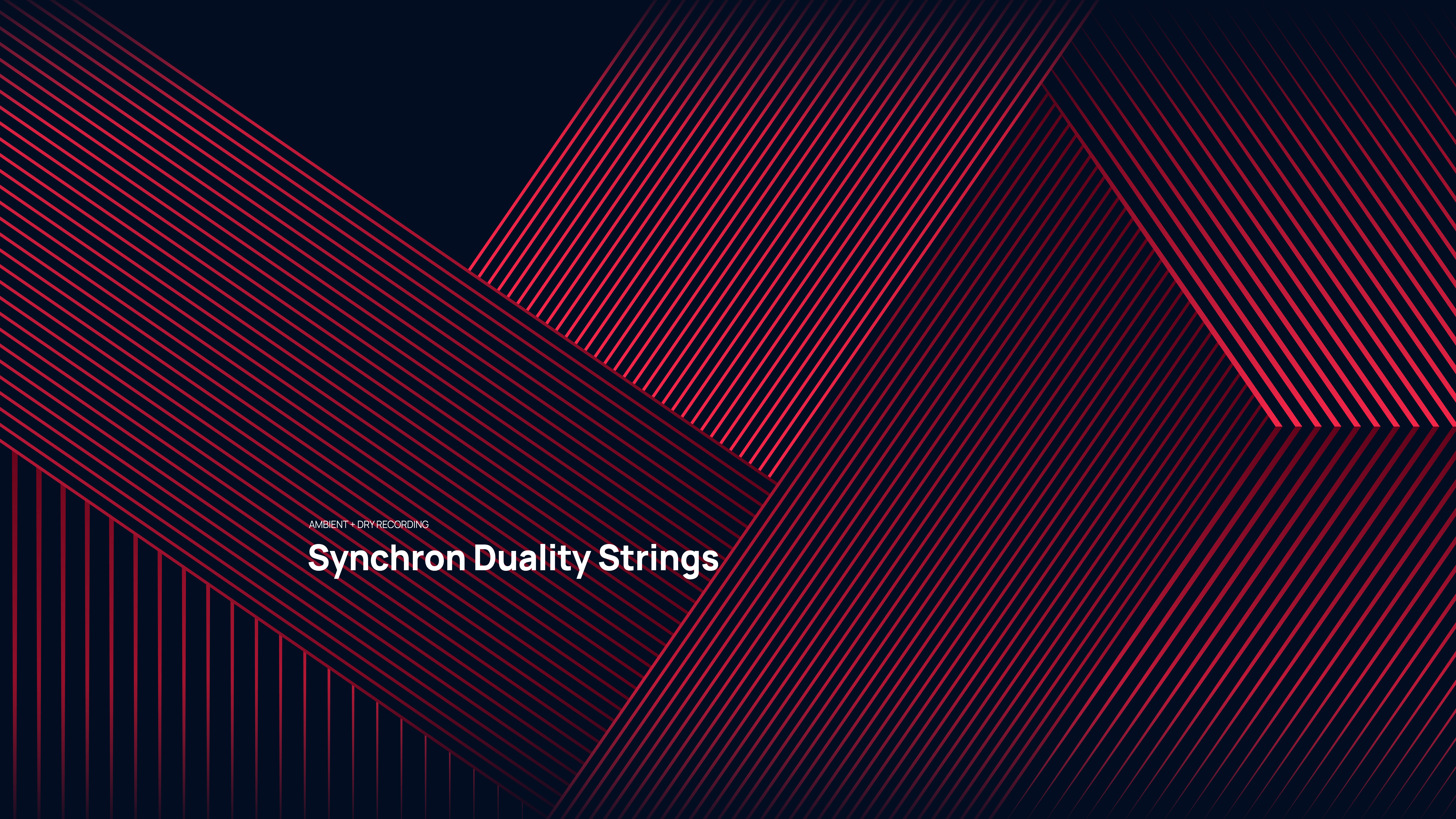 Abstract background with intersecting vibrant red diagonal lines on a dark blue field, representing Synchron Duality Strings and the concept of combining musical elements.