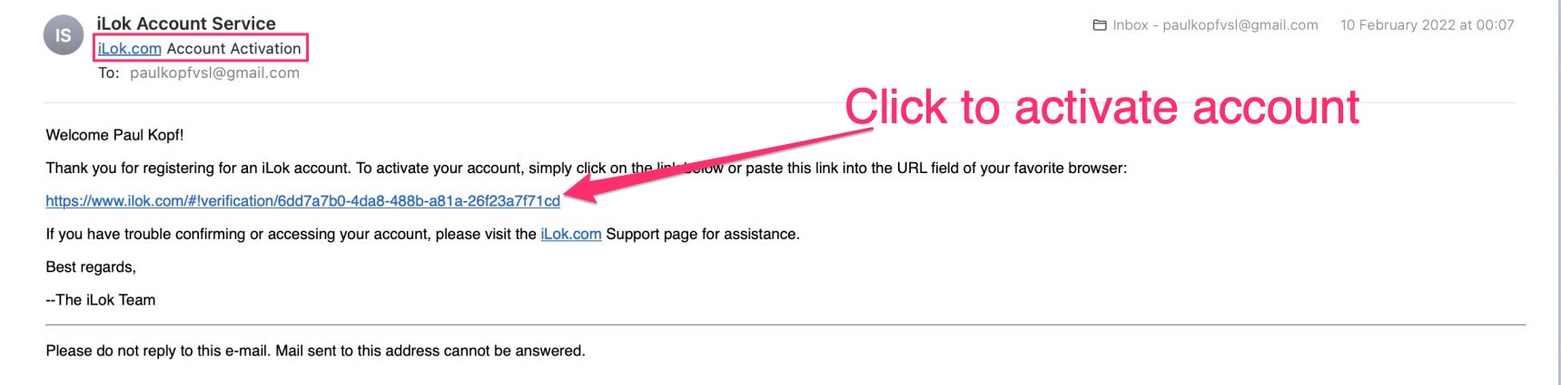 Confirm iLok Mail